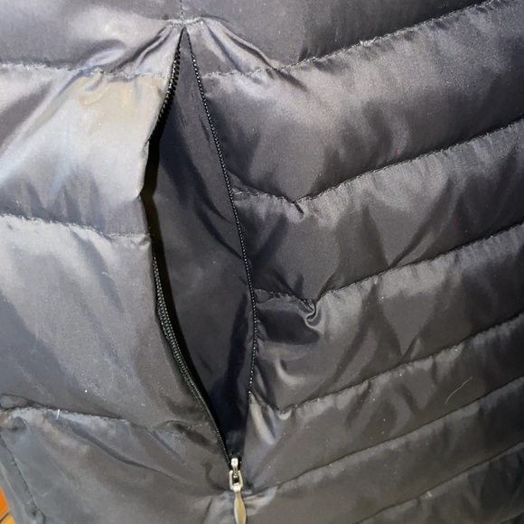 Talbots Black Mid-length Puffer Detachable Faux Fur Hood Checker Accent - Picture 2 of 13